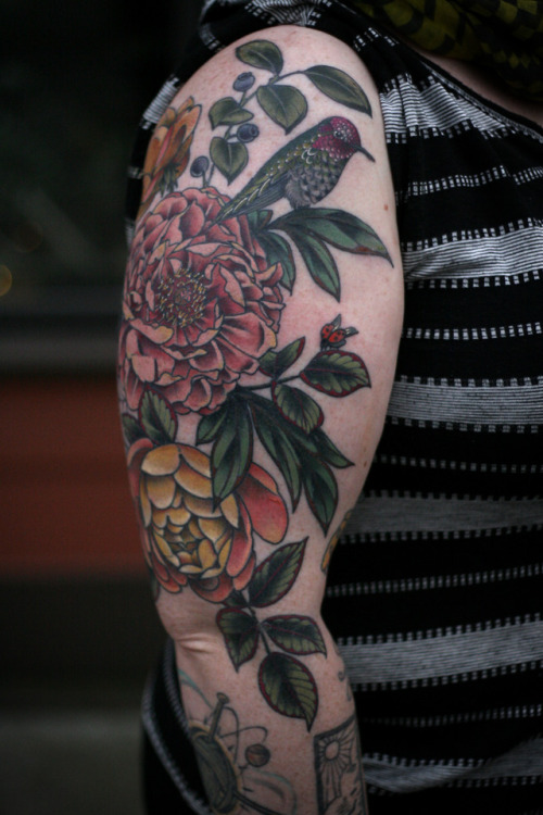 Garden half sleeve for Erin, who is the best. Thanks for the good conversation and letting me have f