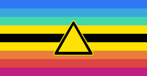 [ID: 2 Flags. 1st Flag Has 9 Stripes. Colors Are Listed In Order From Top To Bottom: Blue, Light Blue-green,