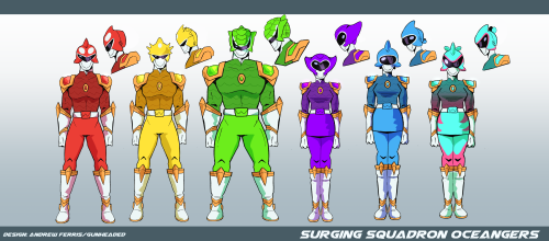design commish for a line up of a sea themed sentai! had a lot of fun with this and super enjoy the 