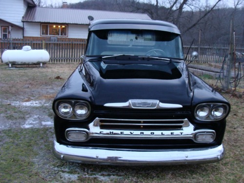 hotshoecustoms:Hotshoe Customs ‘58 Chevy Apache Pro-StreeScratch made frame, power rack and pinion, 