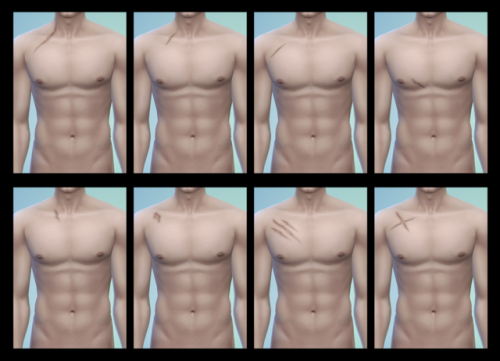 CHEST SCAR_1Maxis MatchBase GameNew MeshTeen, Adult, Elderfound in Tattoo-Lower(Front), Leg(Left),  