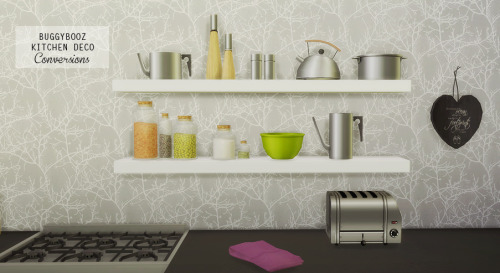 Buggybooz kitchen deco conversions - 18 meshes + many recolors (Ts2-Ts4)Download at mio-sims