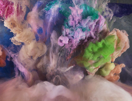 New York-based artist Kim Keever drops paint into water-filled aquariums to create unpredictable abs