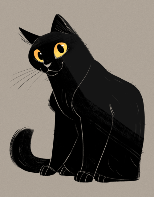 dailycatdrawings: 720: Black Cat A co-worker let me know it was black cat appreciation day. My first