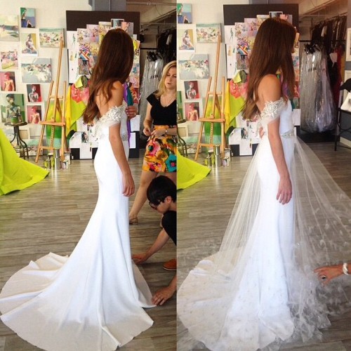 csiriano:  Happy Saturday! My friend and beautiful bride @somethingnavy looking stunning in her custom Siriano gown.