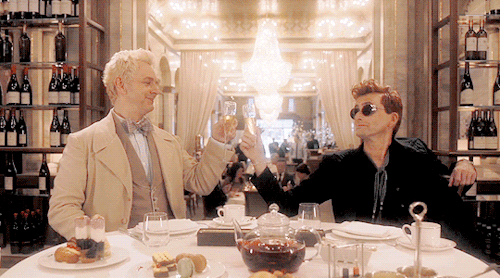 gokuma:  timelordsfallnomore:Crowley and Aziraphale: the beginning – present day. HOLY SHIT EUROVISION 2015 PREDICTED THIS: