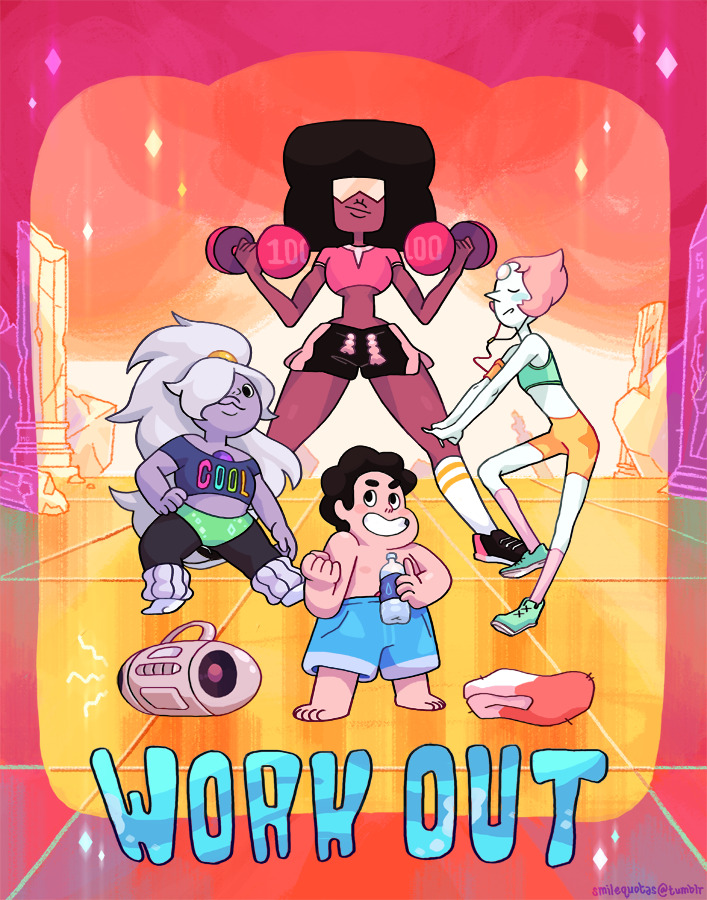 smilequotas:  Exercise with the Crystal Gems! A reminder to stay healthy! ᕦ(ò_óˇ)ᕤ