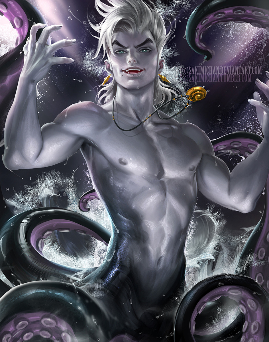 joeycab:  sakimichan:   three big evils My takes on male maleficent, Male Ursula