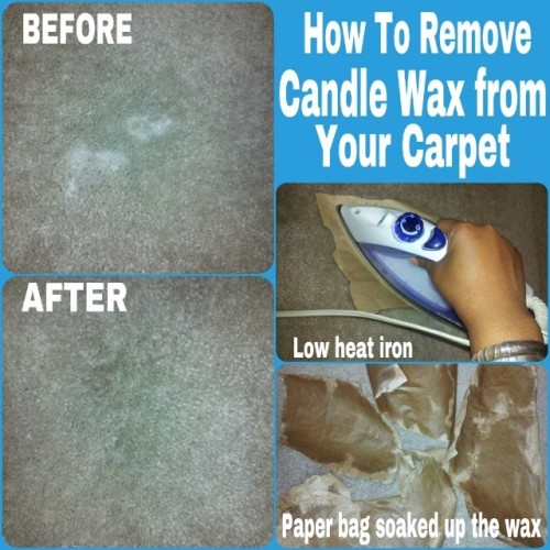 This is how I removed some melted candle wax from our carpet this morning. Not sure why there’s that greenish tint around the area - it shows up in the pic but it’s not like that when I look at it - perhaps my camera did something weird.
Anywho, this...