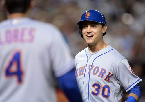 harveydegrom:New York Mets left fielder Michael Conforto reacts after hitting a three run home run against the Arizona Diamondbacks during the second inning at Chase Field. (June 16, 2018)