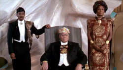 thesecrowns:  Reason #38 Coming To America is one of the best movies of all time: the clothes. That’s James Earl Jones wearing a freakin’ lion on his shoulder, mang. No disrespect to Simba but…yoooooooo. This dude is the original Lion King. And