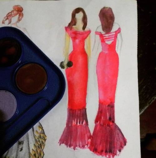 Tried watercolorin’ today.. Look at all that smudges!! Lol! #fashionsketch #fashionillustratio