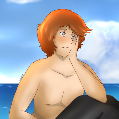 @telesticmajesty‘s OC, Daniel, as a (longing) merman