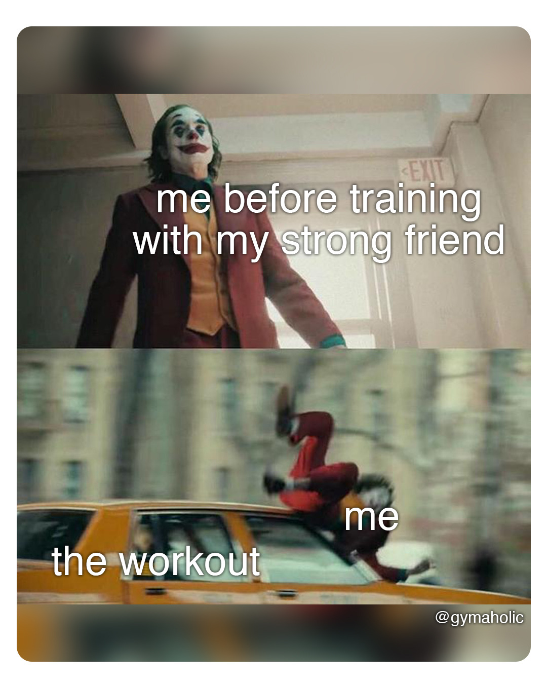 Me before training with my strong friend