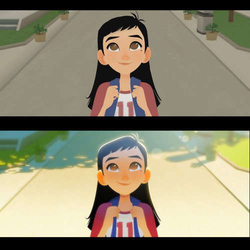 Some examples of final animation w/ the color keys I painted over the shots. Our lighting & comp