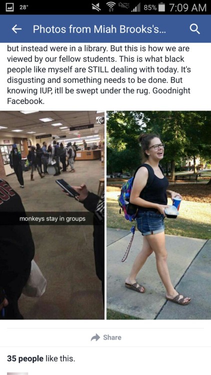 desiremyblack:  karibubbs:  karibubbs:  physiologyfan:  So this happened at my university yesterday, Indiana University of Pennsylvania. Remember this name, Theresa Hryckowian. Boost so everyone in the country knows she’s racist. Boost so she will never