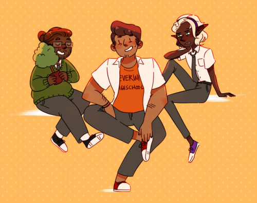 srslyarts: i cant believe we have high school au now [image description: a drawing of a teenage vers