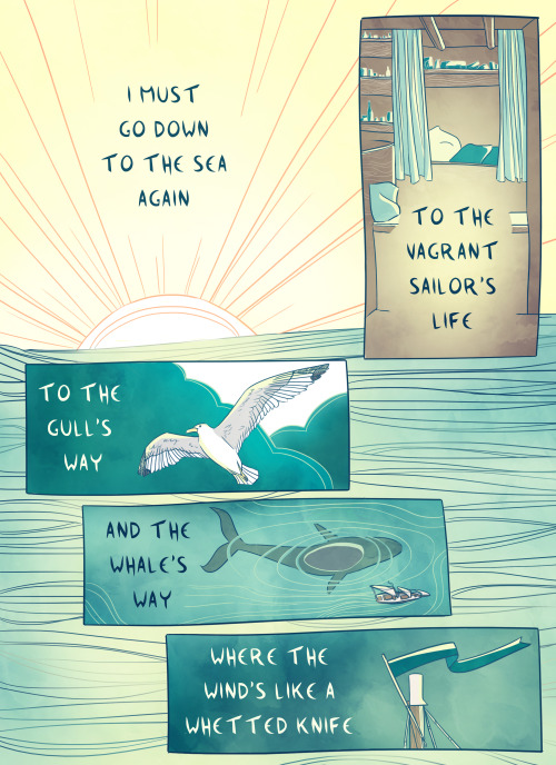 wanderingchaos:charminglyantiquated:Sea Fever! My favorite poem in the world, especially as the seas