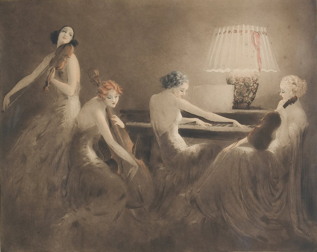 fleurdulys:  Melody Hour - Louis Icart 1934 