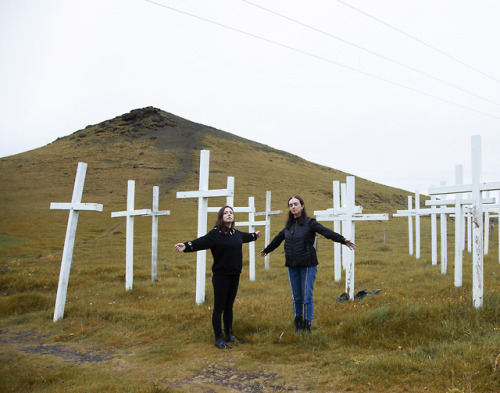 Jews in a Field of Crosses, 2018. From Indoor Voices, self portraits with my mother. By Hannah Altma