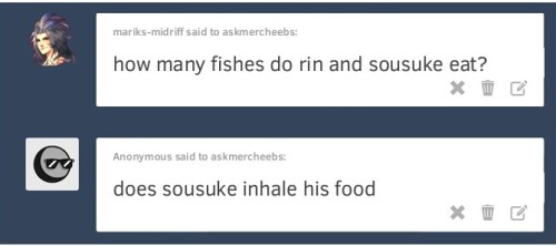 askmercheebs:R: “I’ll catch and eat every fish in sight. Sousuke just does…that.”