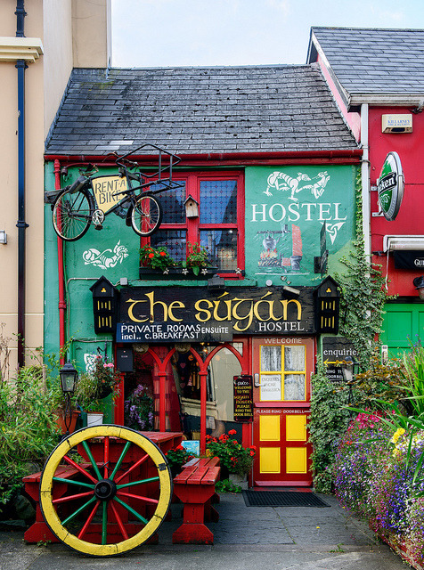Colorful hostel in Killarney, Ireland (by philhaber).