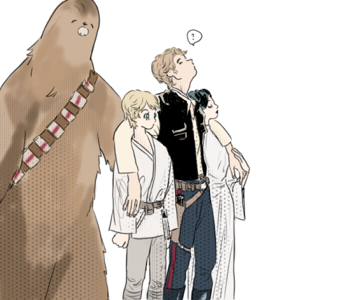 cogiii715: Chewie, Luke, Han solo and Leia God, I love glomping Chewbacca.