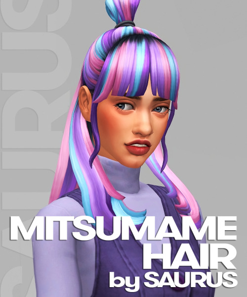 saurussims:✨Mitsumame Hair by Saurus✨Version 1: Rainbow BGCHat compatible18 swatchesEarly accessAll 