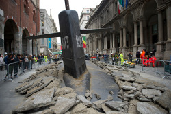 itscolossal:  A Huge Submarine Bursts through the Streets of Milan