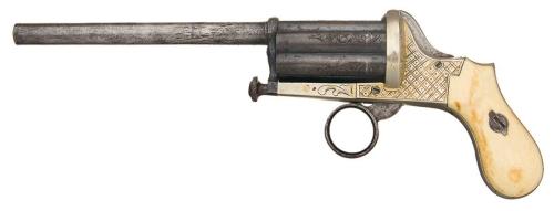 Belgian Lefaucheux type pinfire pepperbox revolver, a predecessor of the modern revolver invented by