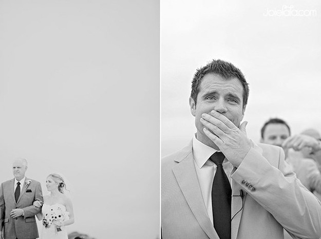 hopelessromanticelephant:  caitymariedaisy:  The moment the groom see’s his bride.