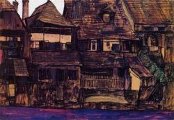 egonschiele-art:    Houses on the Moldau, Krumau  1910  Egon Schiele