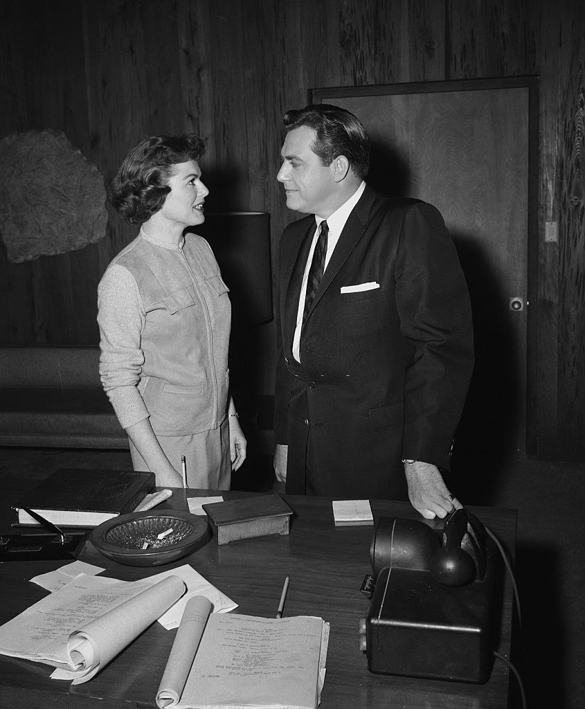 Raymond Burr and Barbara Hale on the set of “The Case of the Desperate ...