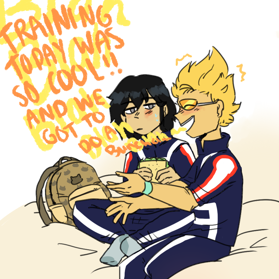 ruimtee:guys like..instead of aizawa getting annoyed of mic talking too much, he