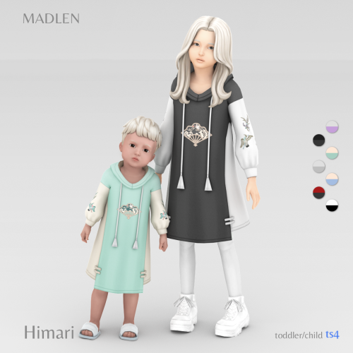 madlensims: Himari OutfitEmbroidered loose hooded dress giving both modern and traditional feel!Avai