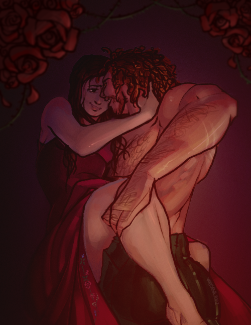 whyzowl: @inexplicifics just a messy Milena and Lambert, inspired by “you’d look good in red” scene.