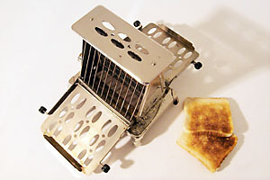 AEG Toaster, produced with different cutouts and platings from the 1920s to the 1950s. Design attrib