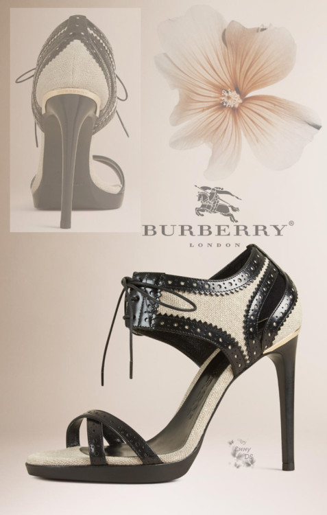 Emmy DE * Burberry Leather And Linen Lace-Up Sandals 2016
