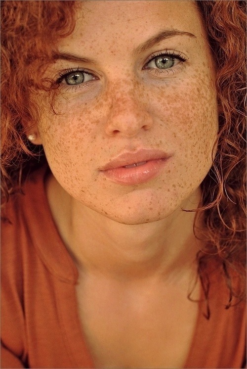 Redhead freckles green eyes