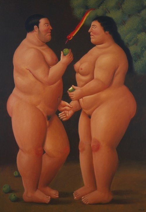 trashfirefallon:  loumargi:  fernando-botero-adam-and-eve  Thicc  Extra Thicc 