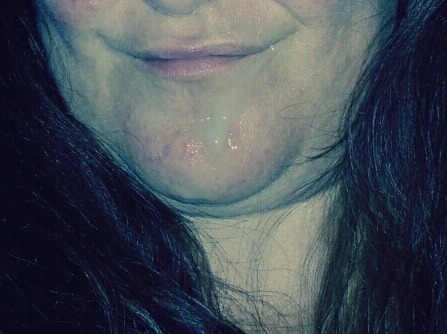 wickedlywenchy:  Cum on my chin……..better pix and video soon!!!!