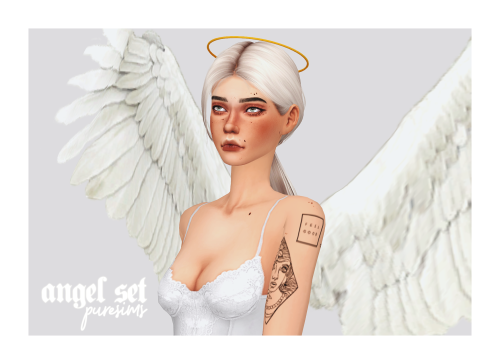 angel wings + halo setincludes two low poly accessories! kinda maxis match. can be found in the hats