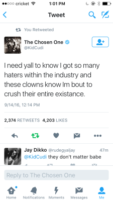 gucci-flipflops:  geesdogeethings:  vanitysgrace:  What’s going on with Cudi y'all?  Awwwwww, he’s still throwing temper tantrums at the fact nobody fucks with his mediocre ass anymore? 😂😂😂😂😂 Cudi is a delusional, spiteful, has-been