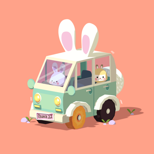 All aboard the bunny car~ Honk Honk!