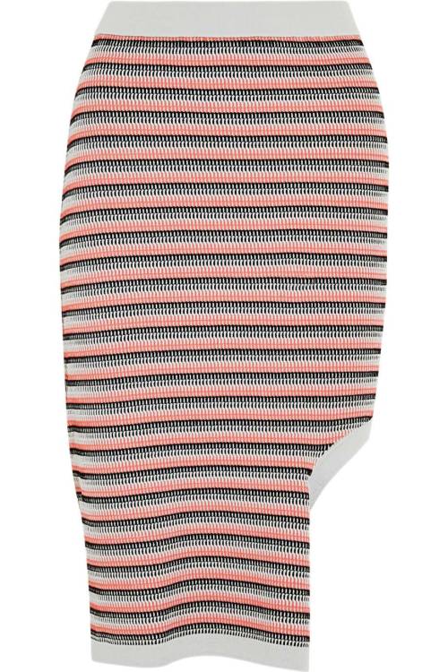 Asymmetric striped jacquard-knit skirtShop for more like this on Wantering!