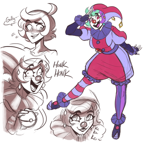 Wanted to post my gym leader OC, Rylie! She’s a clown who wants nothing but to spread laughter