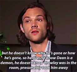 yaelstiel:   Jared Padalecki TCA 2014  (x)  This makes me sad already. I mean, I know Sam would do anything to bring Dean back, and we already know he is going to the extreme.. and thinking he will do it all alone, with no one, no one by his side, just