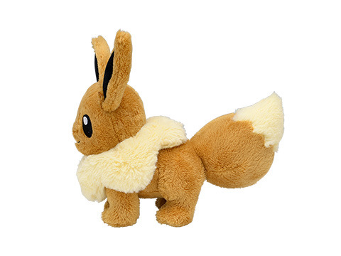 Images from the Pokémon Center plush of 3 Eevee varieties and Life-size Jirachi plush. Eevee varieti