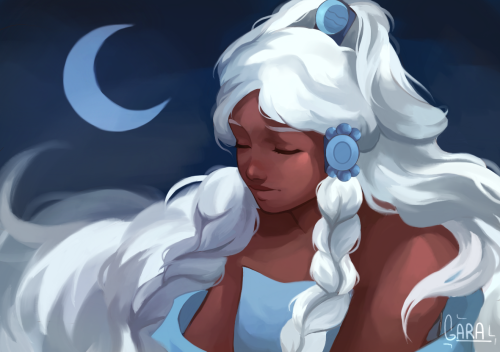 trans-suki: boyzoi: Serenity [ID: a digital painting of Yue from Avatar: the Last Airbender. She is 