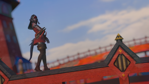 I just arrived in Kugane, and while crossing a beautiful red bridge I passed this beautiful Au Ra in